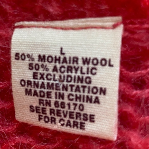 GUINEVERE Womans Large Mohair Cropped Cable Knit Long Sleeve V Neck Cardigan - Picture 10 of 12